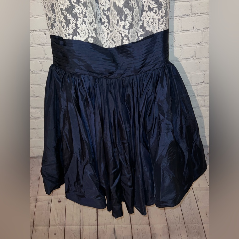 Lanting Bride Dark Blue & White Floral Fluffy Wedding Bridesmaids dress size XL - Picture 4 of 10